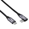 Akyga AK-USB-53 cable USB-C a USB-C trenzado con conector acodado, USB 2.0, 60 W, 0,3 m, negro