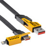 Akyga AK-USB-57 cable 4 en 1 trenzado USB-A/USB-C a USB-C/Lightning, USB 2.0, 65 W, 1 m, gris