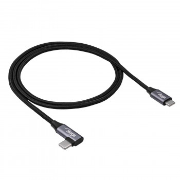 Akyga AK-USB-54 cable USB-C a USB-C trenzado con conector acodado, USB 2.0, 60 W, 1 m, negro