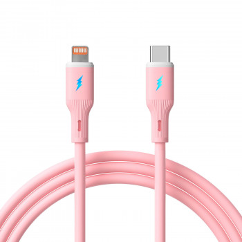 Akyga AK-USB-71 cable de silicona USB-C a Lightning, USB 2.0, 30 W, 1 m, rosa