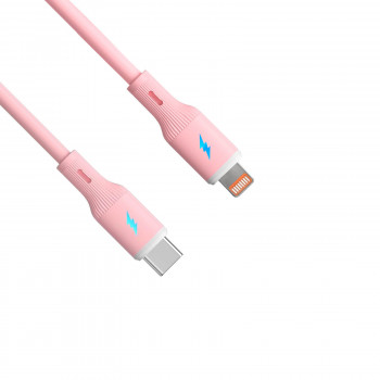 Akyga AK-USB-71 cable de silicona USB-C a Lightning, USB 2.0, 30 W, 1 m, rosa