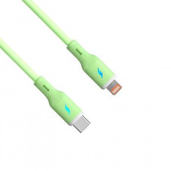 Akyga AK-USB-73 cable de silicona USB-C a Lightning, USB 2.0, 30 W, 1 m, verde