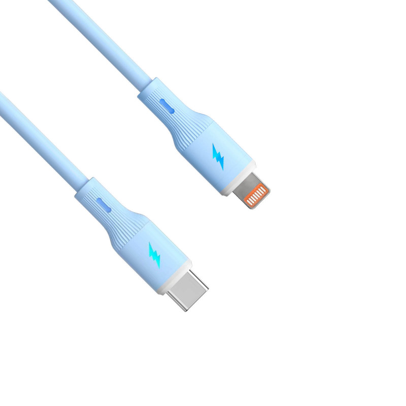 Akyga AK-USB-72 cable de silicona USB-C a Lightning, USB 2.0, 30 W, 1 m, azul