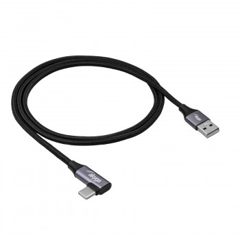 Akyga AK-USB-74 cable trenzado USB-A a USB-C acodado, USB 2.0, 60 W, 1 m, negro