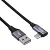 Akyga AK-USB-74 cable trenzado USB-A a USB-C acodado, USB 2.0, 60 W, 1 m, negro