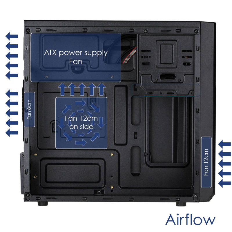 Akyga AK17BK caja torre Micro-ATX, 2x USB 3.0, sin fuente de alimentación, negra