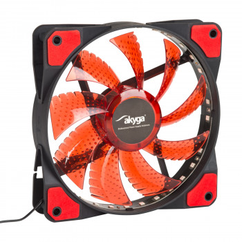 Akyga AW-12E-BR ventilador de caja 120 mm, 33 LED rojos, Molex, negro