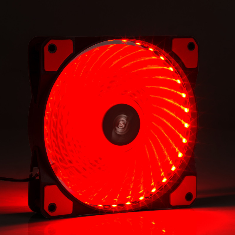 Akyga AW-12E-BR ventilador de caja 120 mm, 33 LED rojos, Molex, negro