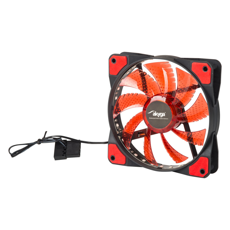 Akyga AW-12E-BR ventilador de caja 120 mm, 33 LED rojos, Molex, negro