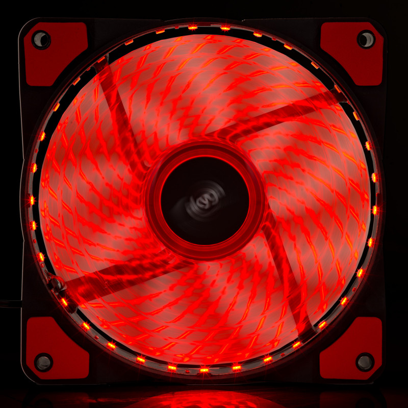 Akyga AW-12E-BR ventilador de caja 120 mm, 33 LED rojos, Molex, negro
