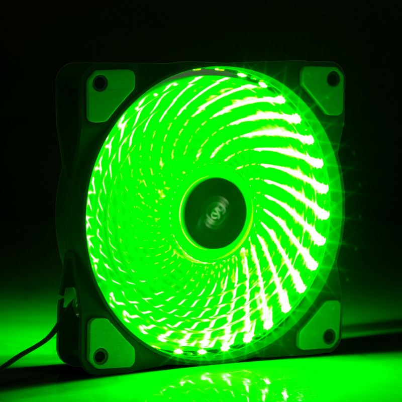Akyga AW-12E-BG ventilador de caja 120 mm, 33 LED verdes, Molex, negro