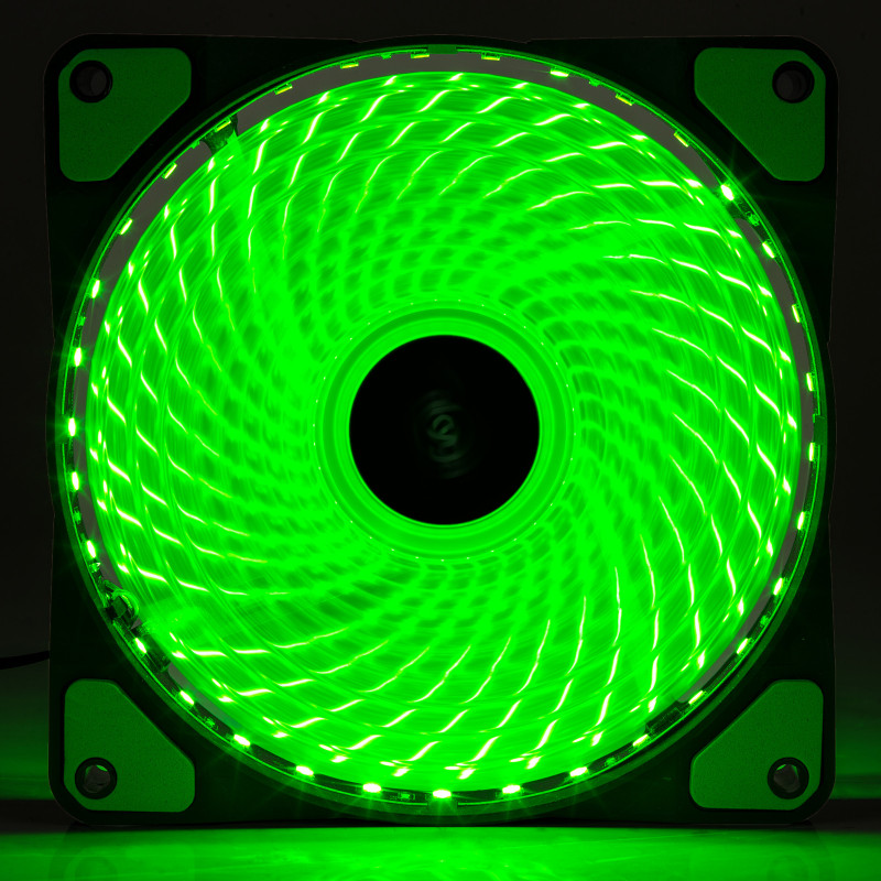 Akyga AW-12E-BG ventilador de caja 120 mm, 33 LED verdes, Molex, negro