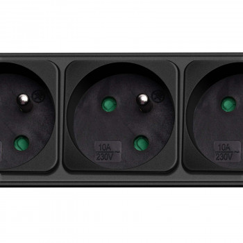 Akyga AK-SP-05B regleta con protección contra sobretensiones, 5 tomas francesas CEE 7/5 (tipo E), interruptor, 3 m, negra