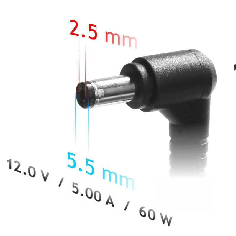 Akyga AK-ND-30 fuente de alimentación 12 V, 5 A, 60 W, 5,5 x 2,5 mm, para mini-PC / LED, 1,2 m