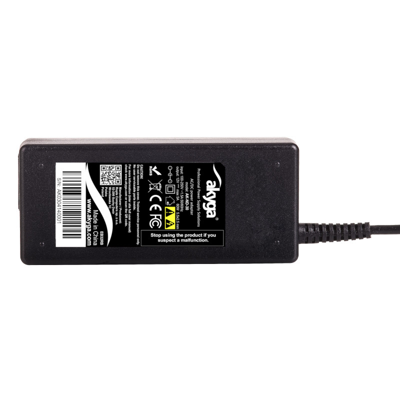 Akyga AK-ND-30 fuente de alimentación 12 V, 5 A, 60 W, 5,5 x 2,5 mm, para mini-PC / LED, 1,2 m