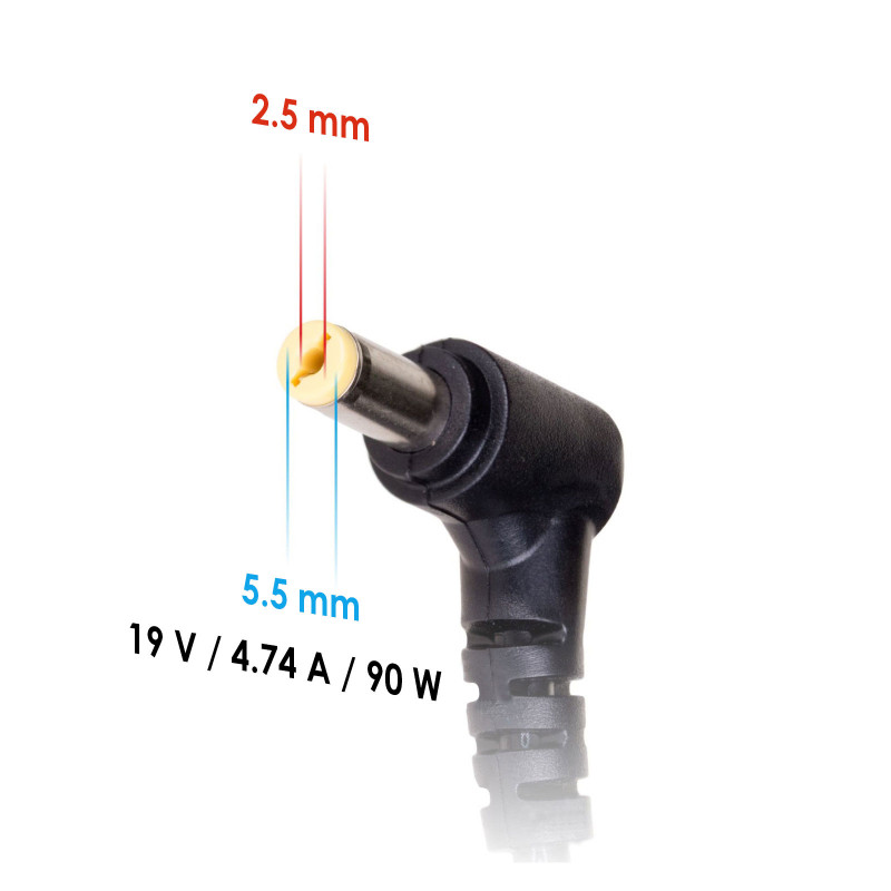 Akyga AK-ND-36 fuente de alimentación para portátil de coche 19 V / 4,74 A, 90 W, 5,5 x 2,5 mm, para ASUS / Toshiba