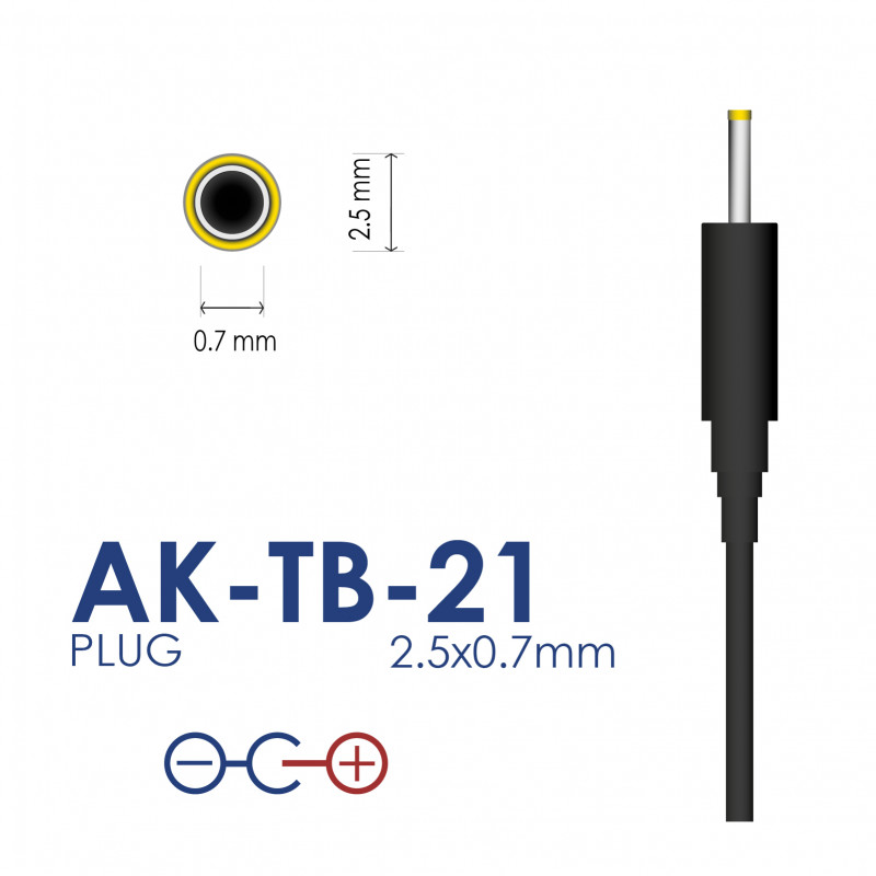 Akyga AK-TB-21 fuente de alimentación universal 5 V / 2 A 10 W, DC 2,5 x 0,7 mm, 1,5 m, negra