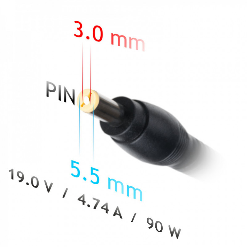 Akyga AK-ND-37 fuente de alimentación para portátil de coche 19 V / 4,74 A, 90 W, 5,5 x 3,0 mm + pin, para Samsung