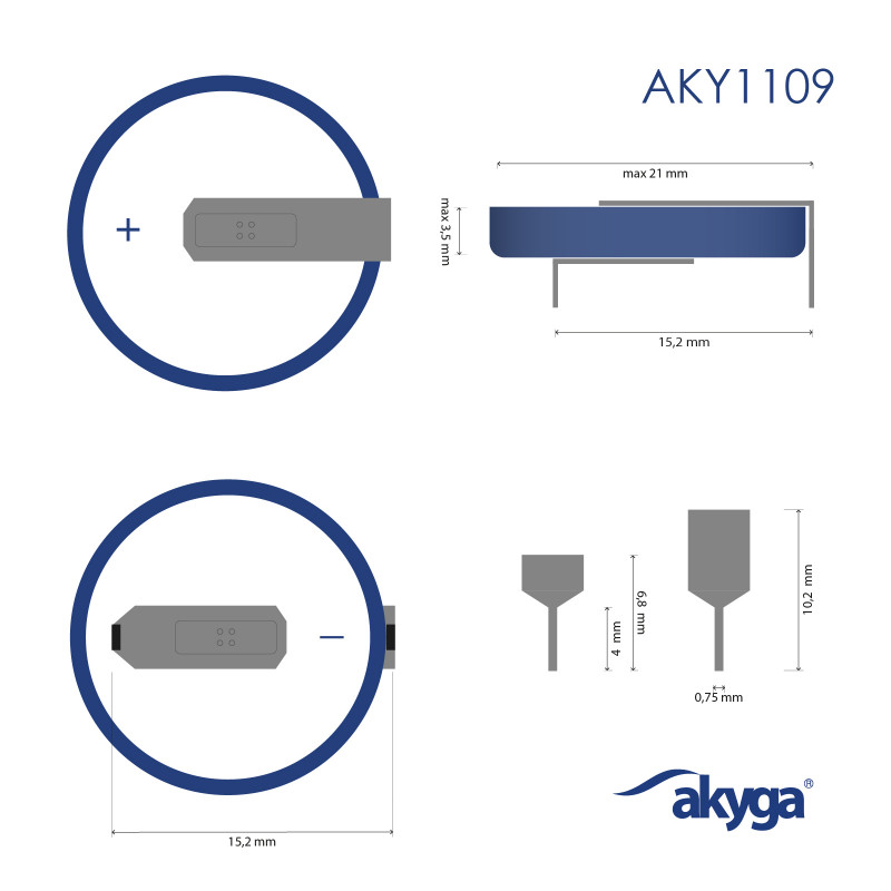 Akyga AKY1109 pila de litio CR2032 HP2B 3 V 210 mAh con 2 pines, paso 15,2 mm (THT)