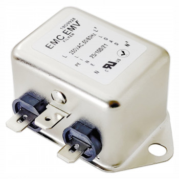 Akyga EN2020-6-F filtro EMC monofásico, 6 A, 120-250 V AC, 50/60 Hz, conector plano de 6,3 mm