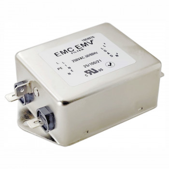 Akyga EN2060-3-F filtro de red EMC monofásico 3 A, 120–250 V AC, 50/60 Hz, conexiones de 6,3 mm