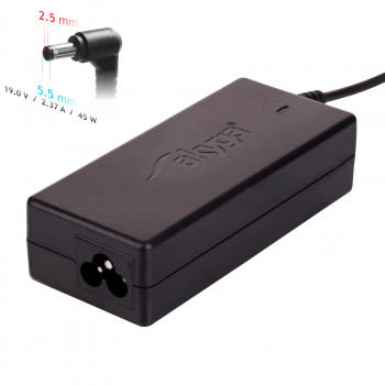 Akyga AK-ND-61 fuente de alimentación para portátil 19 V / 2,37 A, 45 W, 5,5 x 2,5 mm, 1,2 m, para Toshiba
