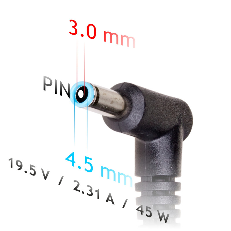 Akyga AK-ND-69 fuente de alimentación para portátil 19,5 V / 2,31 A, 45 W, 4,5 x 3,0 mm + pin, 1,2 m, para HP
