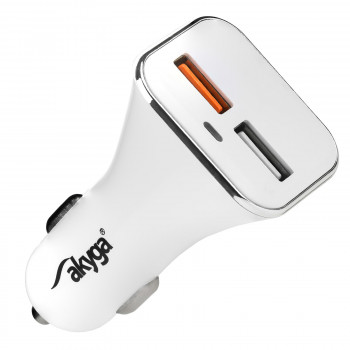Cargador de coche 12/24V Akyga AK-CH-08 18W 2x USB-A Quick Charge 3.0 5-12V / 1.5-3A blanco