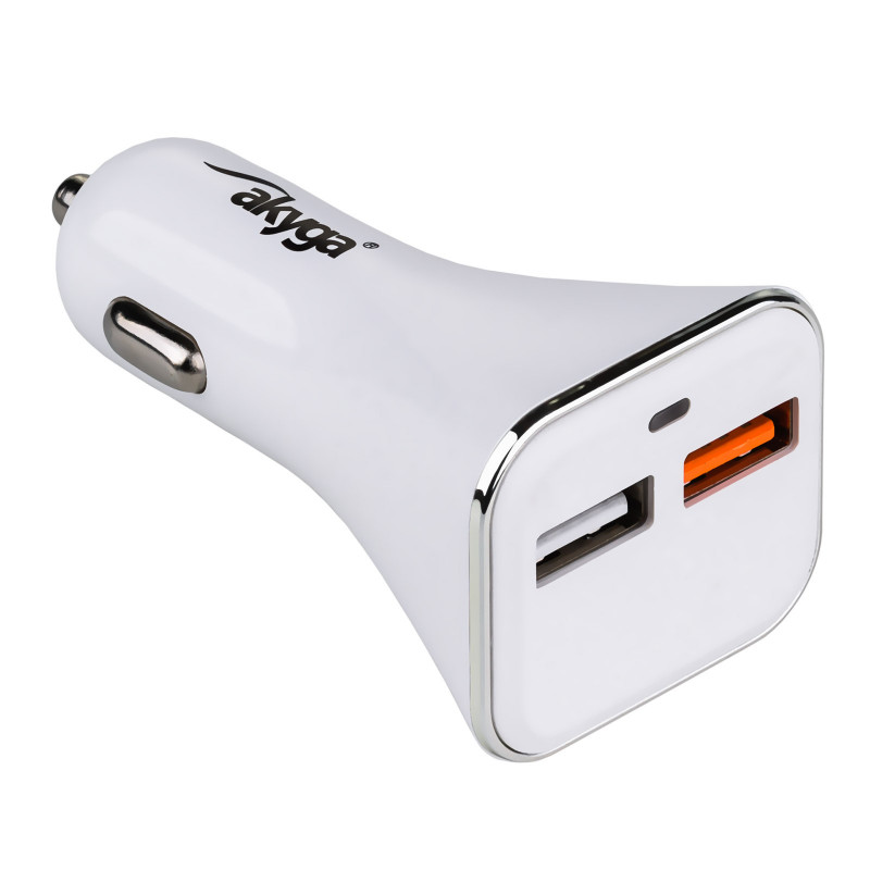 Cargador de coche 12/24V Akyga AK-CH-08 18W 2x USB-A Quick Charge 3.0 5-12V / 1.5-3A blanco