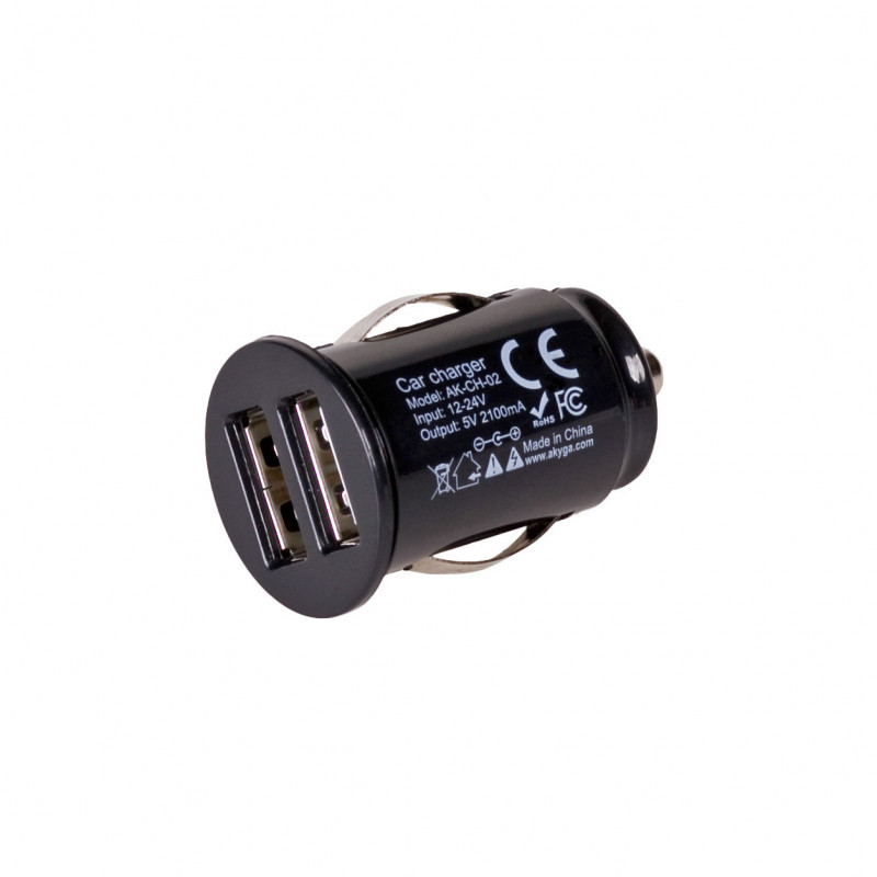 Cargador de coche 12/24V Akyga AK-CH-02 10,5W 2x USB-A 5V / 2,1A negro