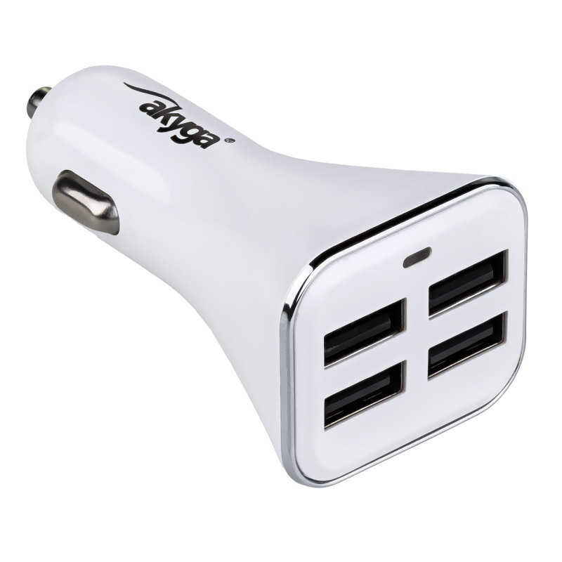 Cargador de coche 12/24V Akyga AK-CH-09 34W 4x USB-A 5V / 6.8A blanco