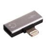 Akyga AK-AD-64 adaptador Lightning (macho) a 2x Lightning (hembra), plateado