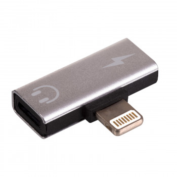 Akyga AK-AD-64 adaptador Lightning (macho) a 2x Lightning (hembra), plateado
