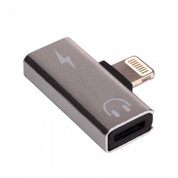 Akyga AK-AD-64 adaptador Lightning (macho) a 2x Lightning (hembra), plateado