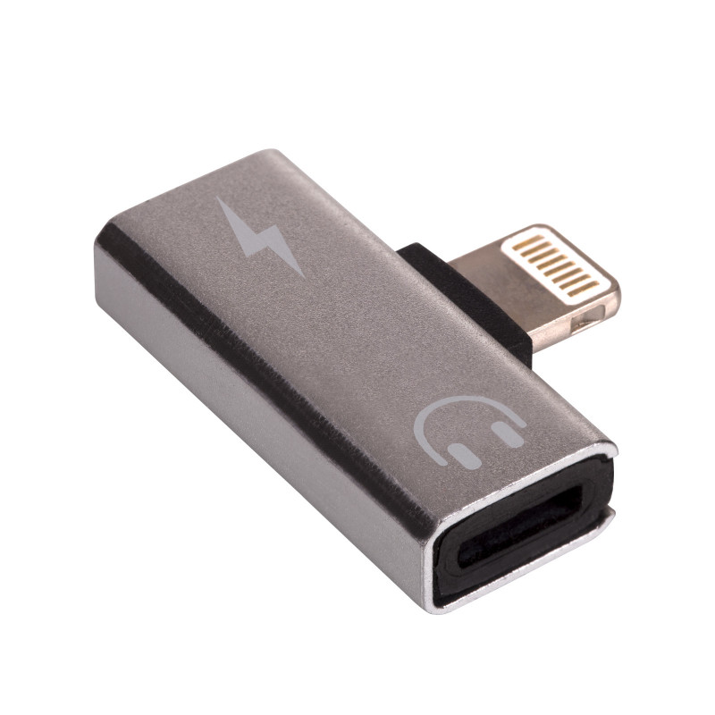 Akyga AK-AD-64 adaptador Lightning (macho) a 2x Lightning (hembra), plateado