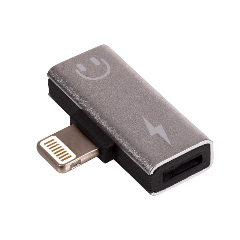 Akyga AK-AD-64 adaptador Lightning (macho) a 2x Lightning (hembra), plateado