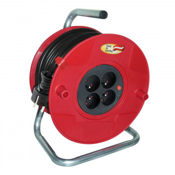 Brennenstuhl Akyga AK-CR-08 alargador enrollable, 4 tomas, IP20, 25 m, Rojo