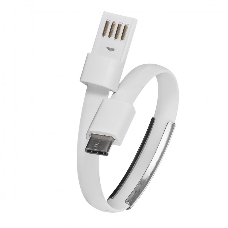 Akyga AK-AD-47 cable USB de pulsera, USB-C (macho) / USB-A, USB 2.0, 23 cm, blanco