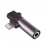 Akyga AK-AD-63 adaptador Lightning (macho) a Lightning (hembra) + conector hembra jack de 3,5 mm, negro