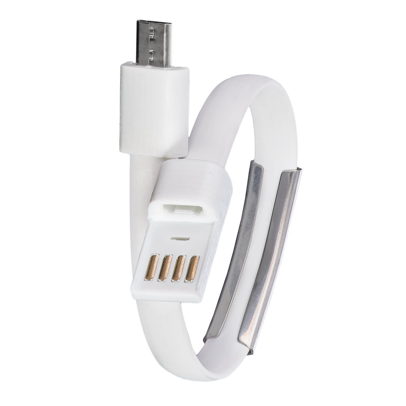 Akyga AK-AD-34 cable USB de pulsera, Micro-USB-B (macho) / USB-A, USB 2.0, 23 cm, blanco