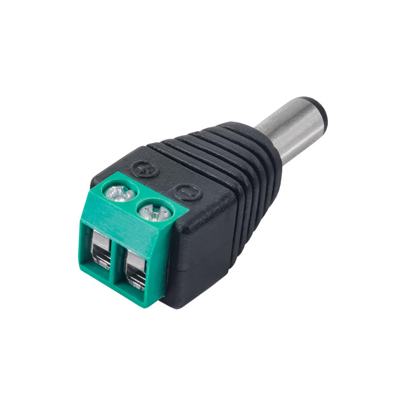 Akyga AK-SC-16 conector macho DC 5,5 x 2,1 mm con bornes de tornillo para cable UTP, CCTV