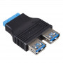 Akyga AK-CA-58 adaptador de header USB 3.0 interno de 19 pines (hembra) a 2x USB-A 3.0 (hembra)