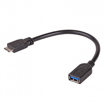 Akyga AK-AD-30 cable adaptador OTG USB-A 3.0 (conector hembra) a Micro-USB 3.0 (conector macho), 15 cm, negro