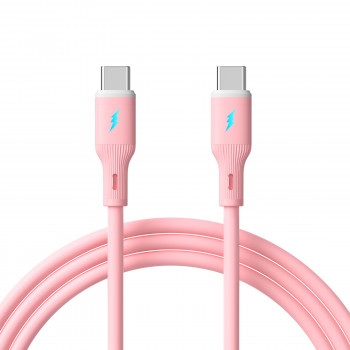 Akyga AK-USB-66 cable USB USB-C (macho) / USB-C (macho), USB 2.0, 60W, 1 m, rosa, silicona