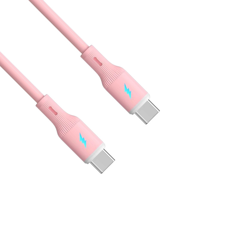 Akyga AK-USB-66 cable USB USB-C (macho) / USB-C (macho), USB 2.0, 60W, 1 m, rosa, silicona