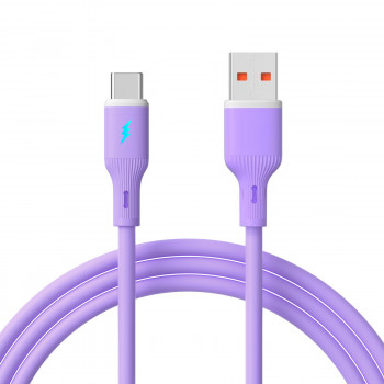 Akyga AK-USB-65 cable USB USB-A (macho) / USB-C (macho), USB 2.0, 18W, 1 m, lila, silicona