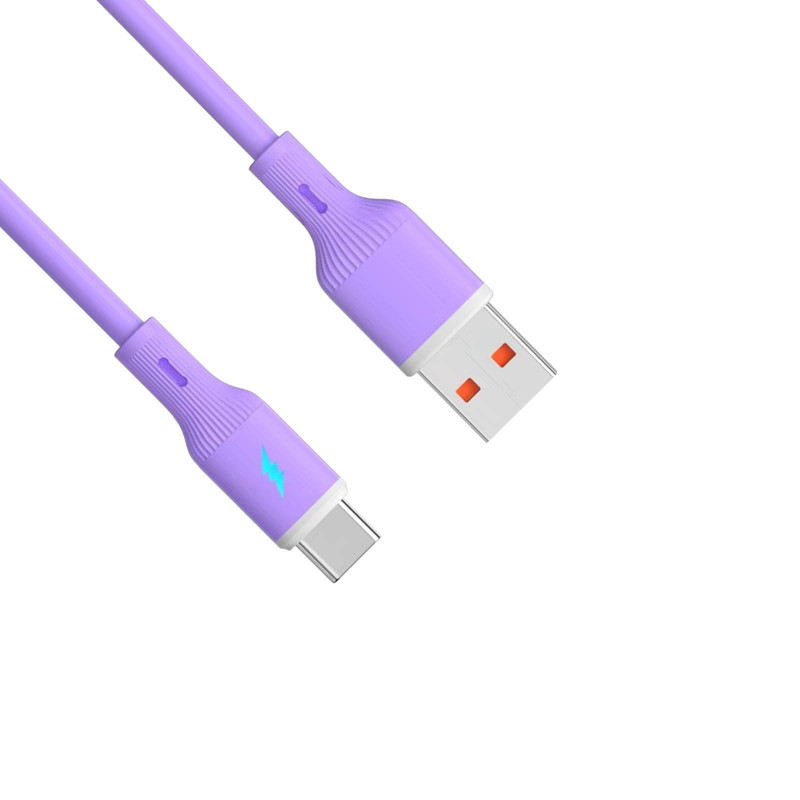 Akyga AK-USB-65 cable USB USB-A (macho) / USB-C (macho), USB 2.0, 18W, 1 m, lila, silicona