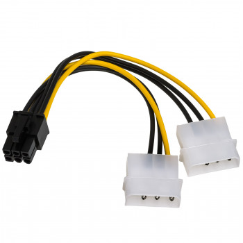 Akyga AK-CA-13 cable adaptador de alimentación 2x Molex (macho) a PCIe 6 pines (hembra), 15 cm