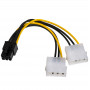 Akyga AK-CA-13 cable adaptador de alimentación 2x Molex (macho) a PCIe 6 pines (hembra), 15 cm