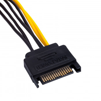 Akyga AK-CA-30 cable adaptador de alimentación SATA (macho) a PCIe 6 pines (hembra), 15 cm